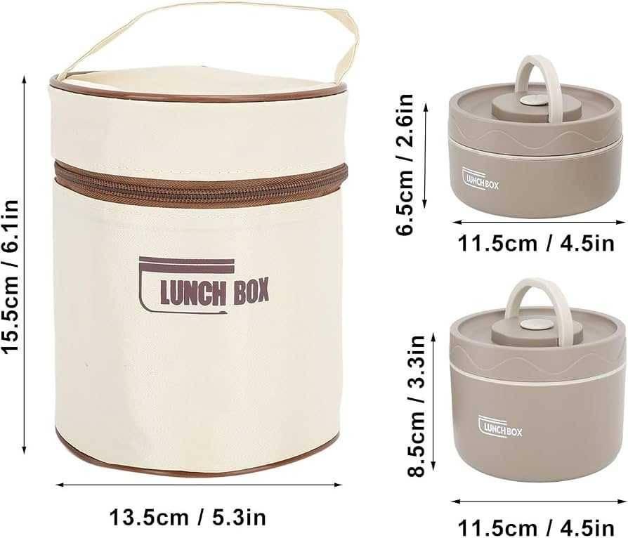 Bento Lunch Box 2 Box With Thermal Bag (Pull Out Container For Washing)