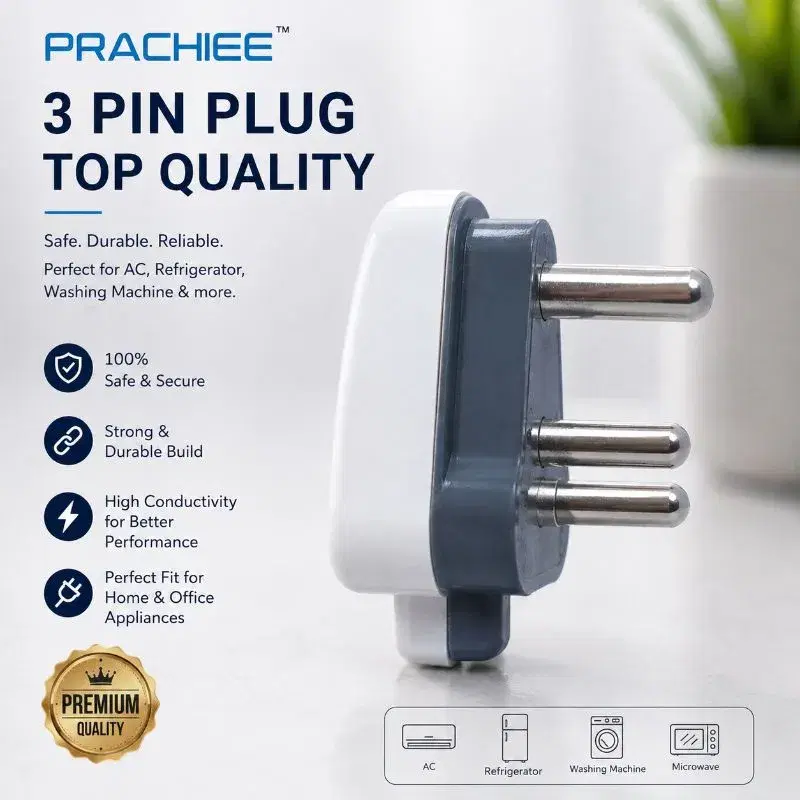 3 pin top 5 Ampere Heavy-Duty Electrical Plug | Premium Quality Power Plug(20 pcs ko packet)