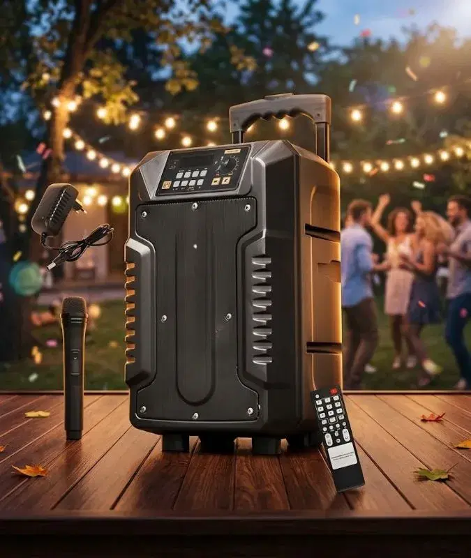 8 inch Big Sound Best Quality Portable Trolley BT Speaker With Free Microphone, Remote  