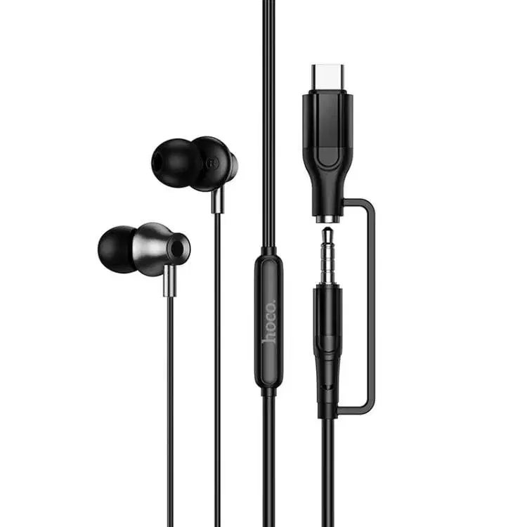 hoco M119A Mia 2-in-1 3.5mm & Type-C Universal Digital Earphones with Microphone(Black)