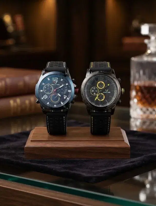 Eagle Time Men's Luxury Sport Quartz Watch – Dual Display Dial with Silicone Strap & Chronograph Look