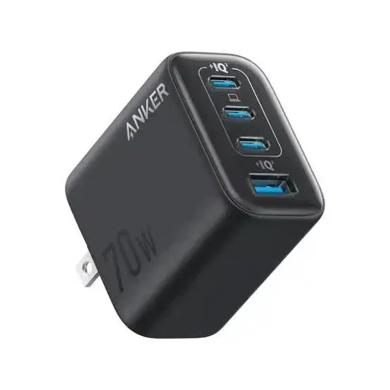 Anker Zolo 70W 4-Port Charger (Model A121C) | GaN Fast Charger | 2 USB-C + 2 USB-A Ports | 70W Power