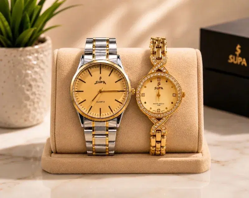 Supa Ladies & Gents Watch Combo set - Perfect For Gifing On Wedding,Anniverssary, Birthday 
