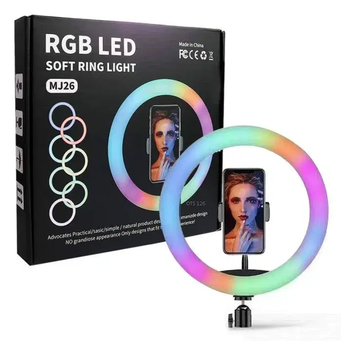 MJ26 10 Inch RGB Led Ring Light With PHONE HOLDER Circle Ring Selfie Led Photographic Studio Light
