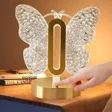 Butterfly Table Lamp, 3 Colors Stepless Dimmable Table Lamp, Touch Control Night Light, USB Rechargeable Beside Lamp