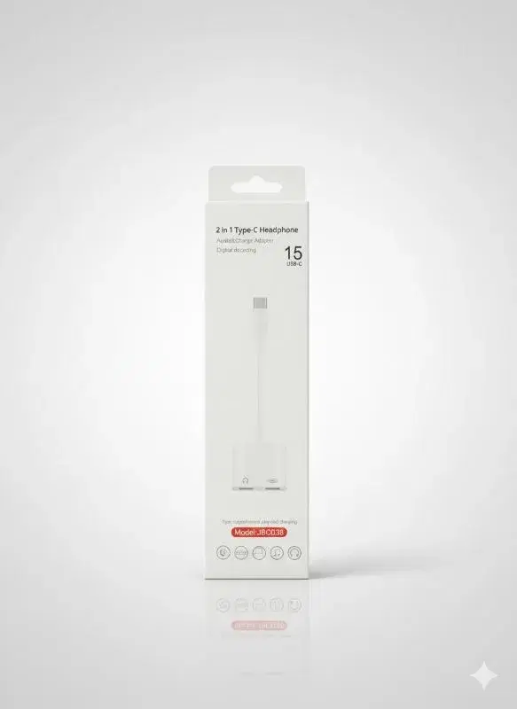 2 in 1 Type-C Headphones Adapter ||  Audio And Charge Adapter-Model:JBC038.