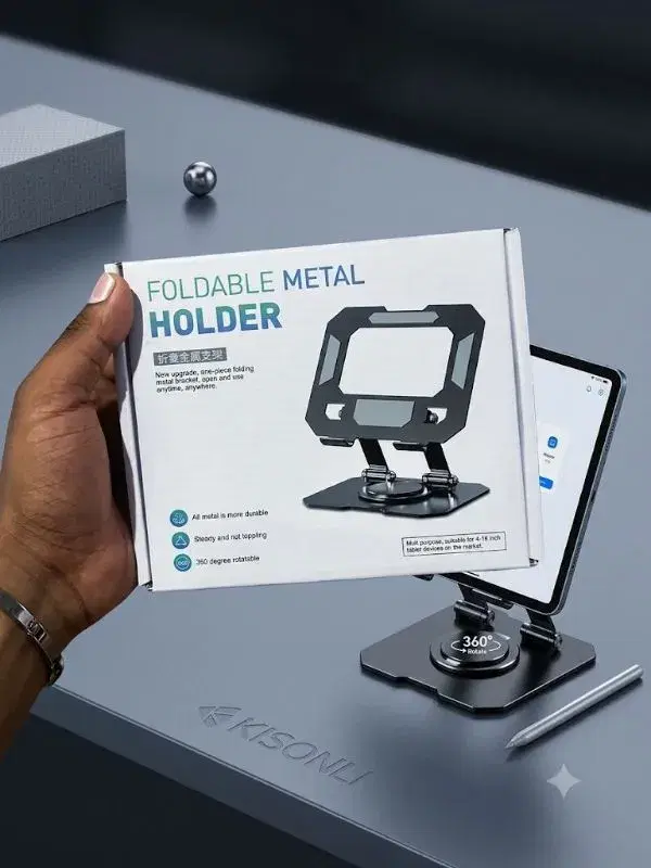 FOLDABLE DESKTOP STAND HOLDER FOR TABLETS/MOBILE DEVICES WITH 360 DEGREE SPIN