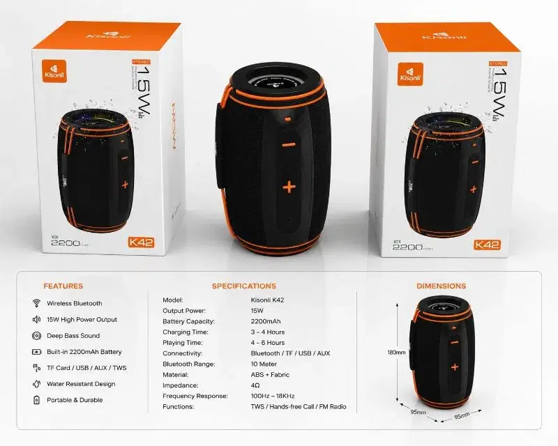 Kisonli K42 High Bas BLUETOOTH  Speaker