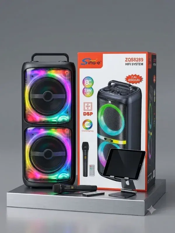 ZQS8289 Pa System Speaker Woofer Super Bass Party Speaker Outdoor Wireless Led Tweeter Horn Karaoke Speaker Box Professional
