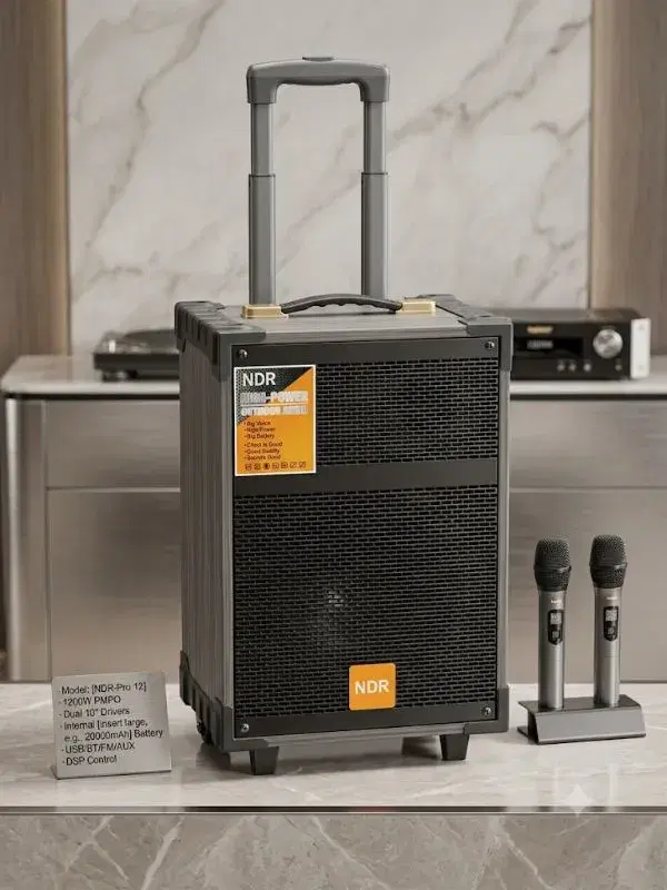 NDR-C8 8-inch wireless karaoke Bluetooth speaker.