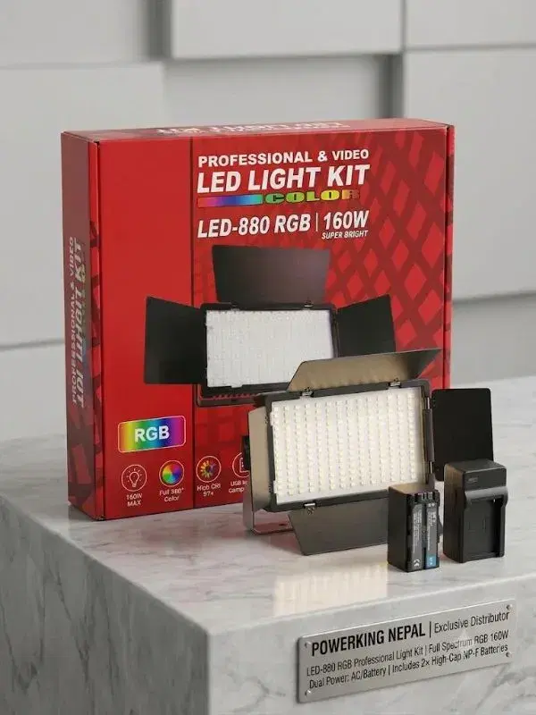 Professional Photo & Video LED Light Kit|| Varicolor LED-880 RGB.