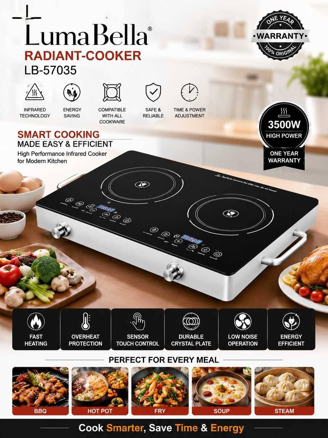 Lumabella Double Infrared | Knob Control | Warranty