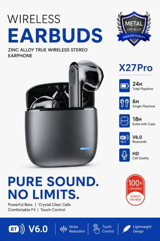 X27 PRO PURE SOUND NO LIMITATION WIRELESS EARBUDS 