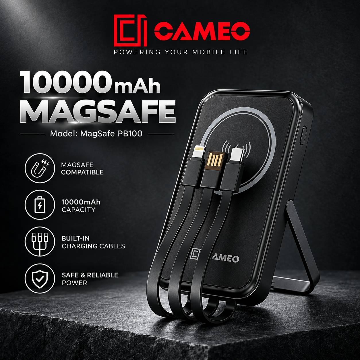 Cameo MagSafe  PB100 10000 mAh 15W Fast Charging Powerbank Type C Fast Charging Port Dual Output Charging with