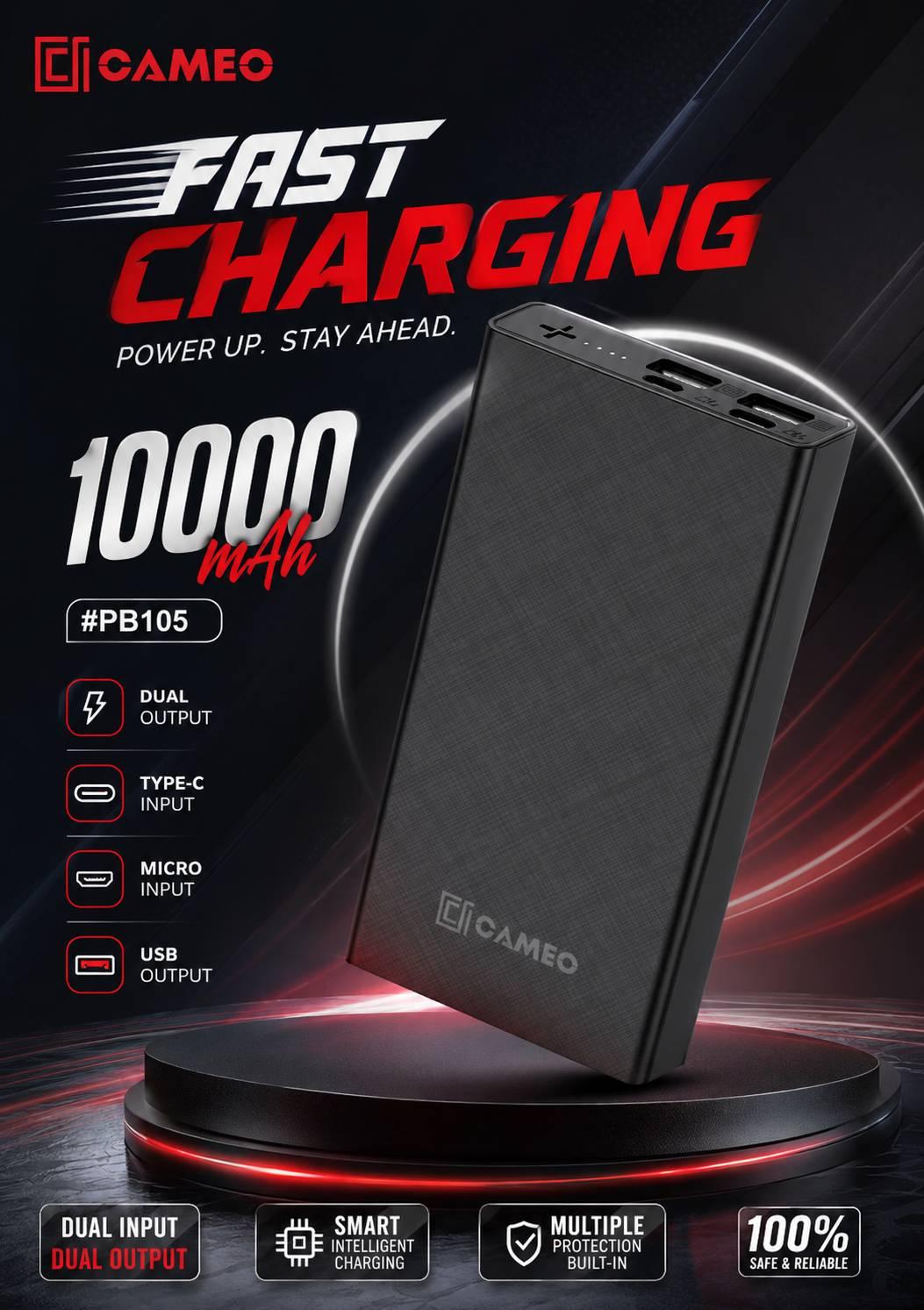 Cameo  PB105 Power Bank, a portable charger with a 10,000 mAh capacity. thumbnail 3