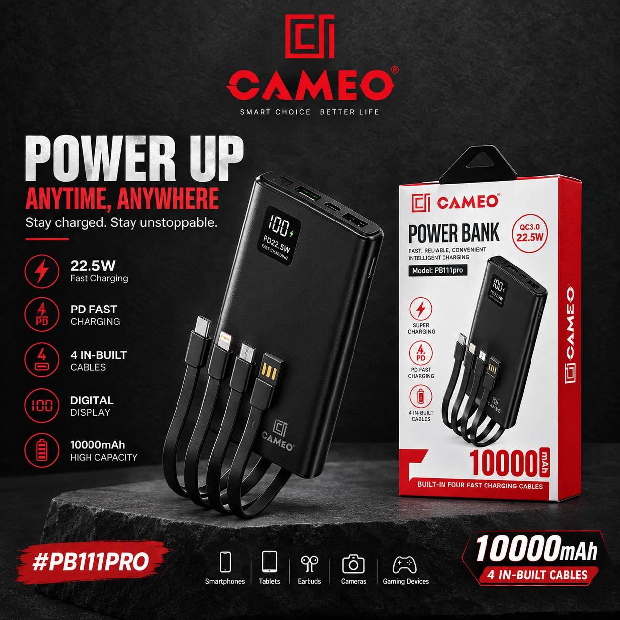 CAMEO PB111pro 10,000mAh power bank ||  22.5W fast charging