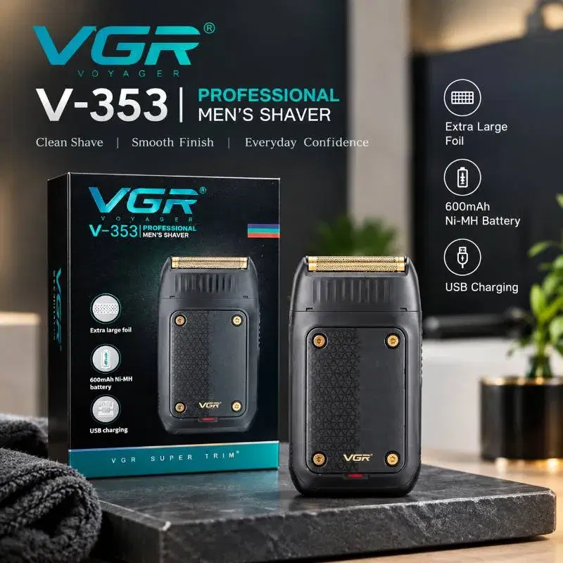 VGR V-353 Professional Men’s Trimmer/Shaver | Extra Large Foil | USB Rechargeable Electric Shaver