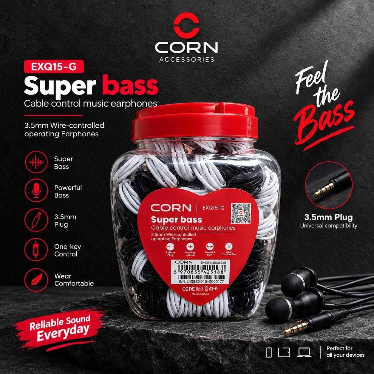 CORN EX015 Earphone | 3.5mm Wire-Controll | One-key Control