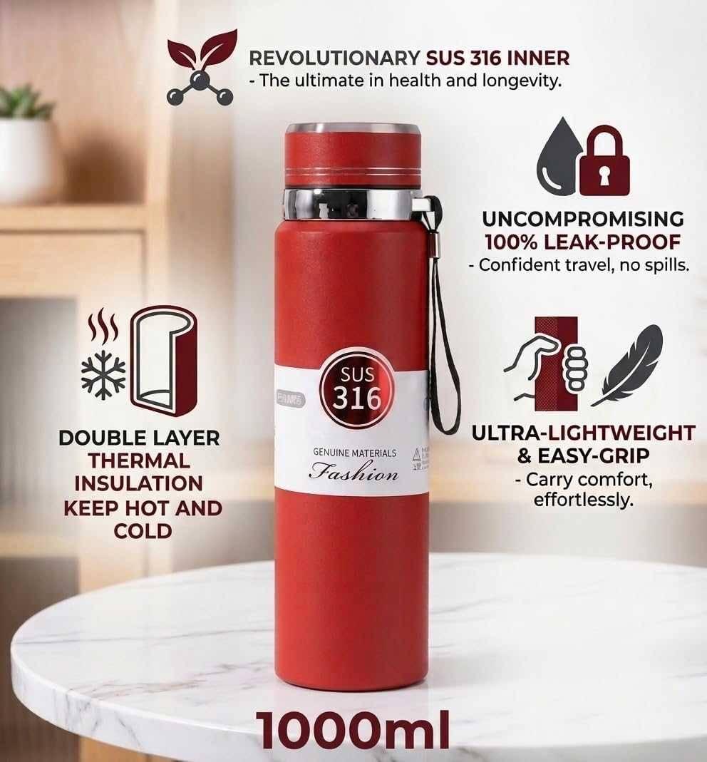 Double Layer Thermal Insulation Cup Bottle 1000ml