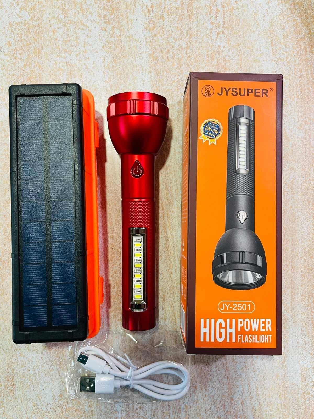 JY Super 2501 Torch With Solar Panel Charging And Type C Charging || With Solar Panel Box