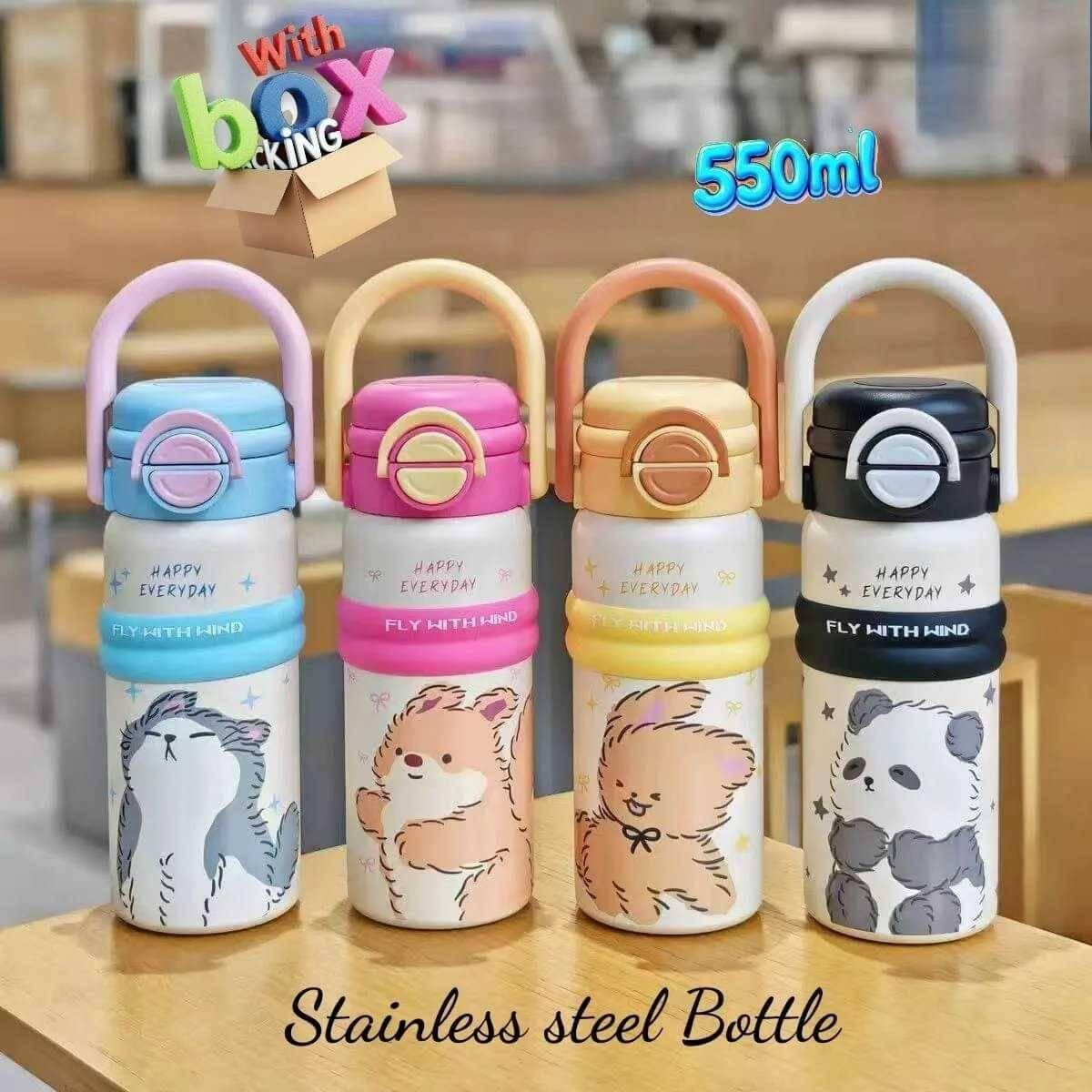 Cute Design Vacuum Double Layer Bottle 550ml (2in1 Pipe And Sip)