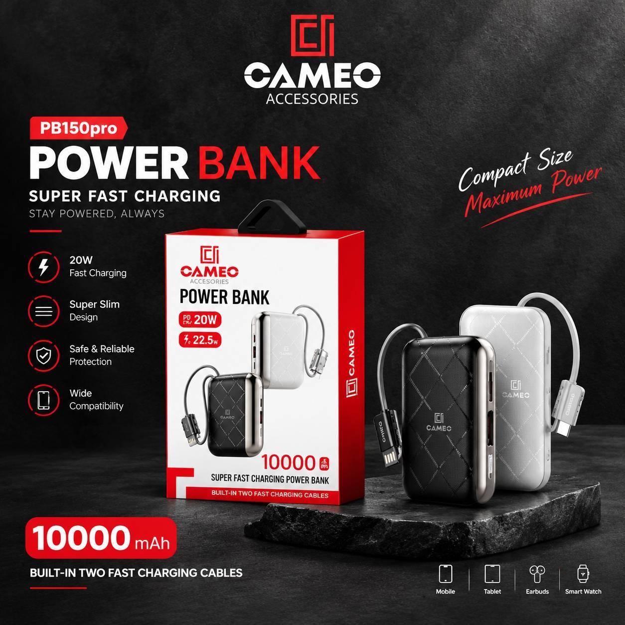 CAMEO PB150pro Power Bank || 22.5W super-fast charging.