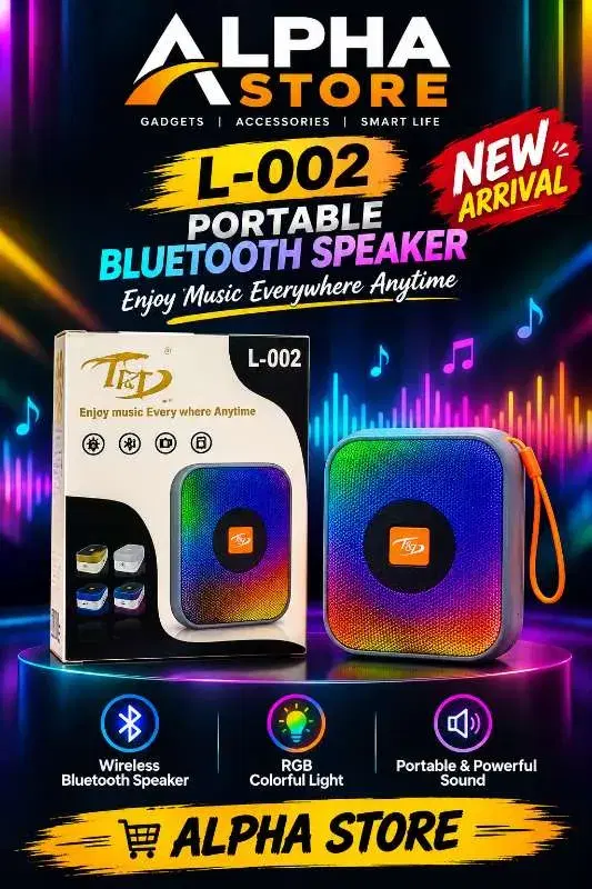 L-002 Portable Bluetooth Speaker – Heavy Bass, Clear Sound, Long Battery Backup, Fast Charging, Wireless Music System for Home & Outdoor Use