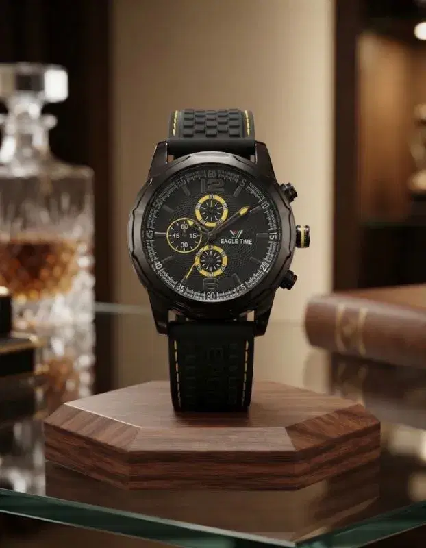 Eagle Time Men's Luxury Sport Quartz Watch – Dual Display Dial with Silicone Strap & Chronograph Look thumbnail 3