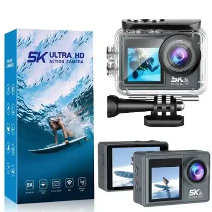 Ausek 5K Ultra HD Dual Screen 5K Waterproof Action Camera With External Wireless microphone thumbnail 3