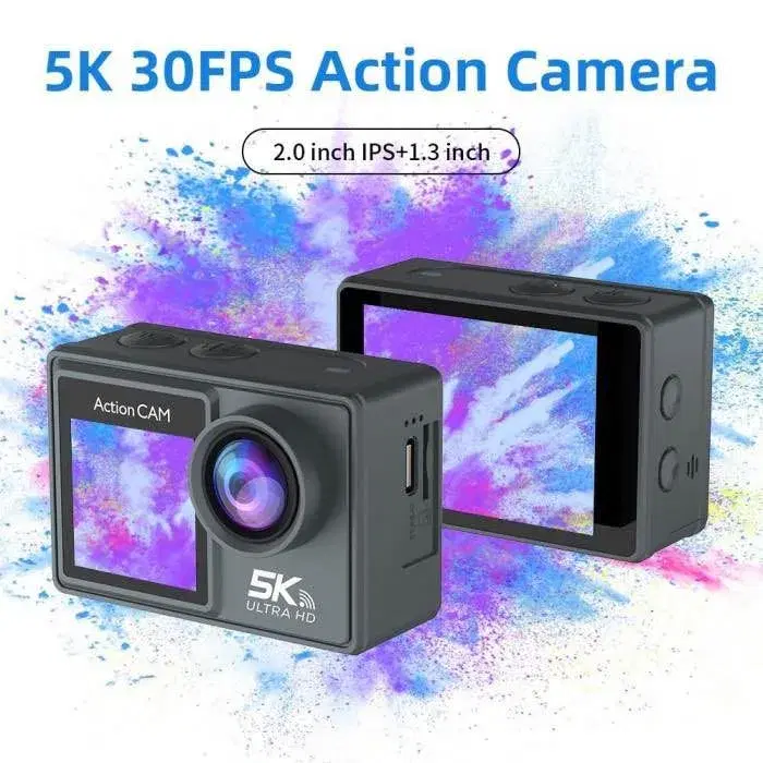 Ausek 5K Ultra HD Dual Screen 5K Waterproof Action Camera With External Wireless microphone thumbnail 5