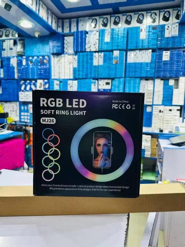 MJ26 10 Inch RGB Led Ring Light With PHONE HOLDER Circle Ring Selfie Led Photographic Studio Light thumbnail 4