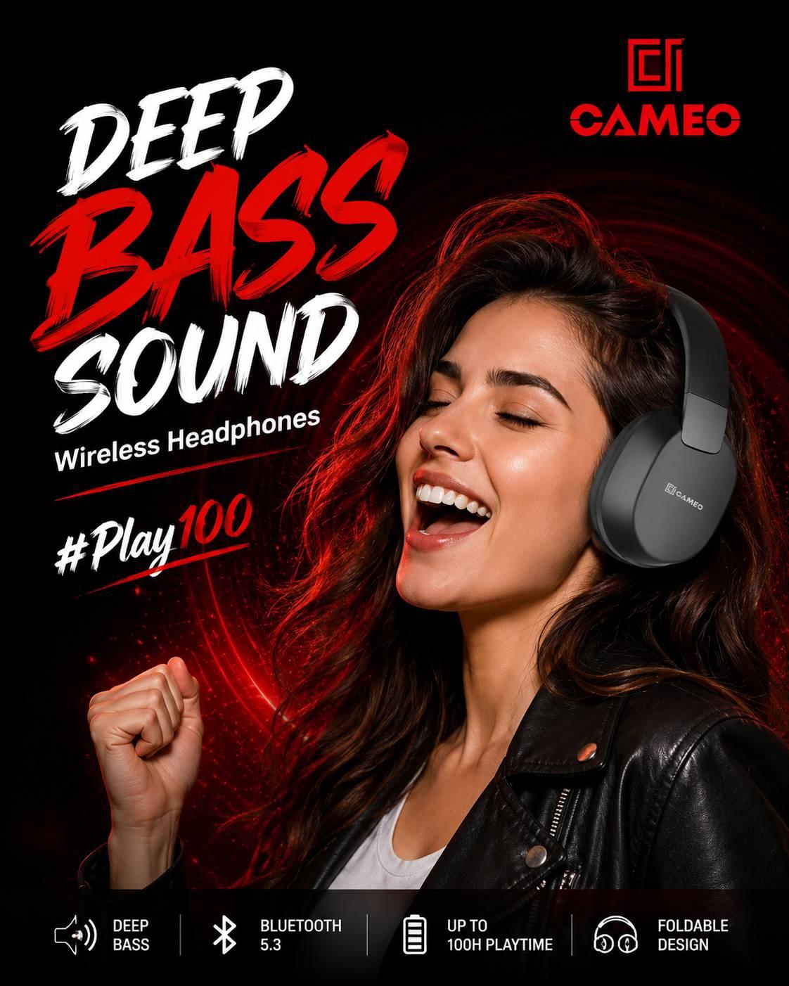 Cameo Play100 | Time 10HRs, Stand Time 120 HRs, Battery Capacity 300mAh, Charging mode Type-C, Transmission range 10m, 
Mode for PC, Foldable Design, Wireless, Bluetooth V5.4, 90 Degree Rotate, PNRS Systems thumbnail 4