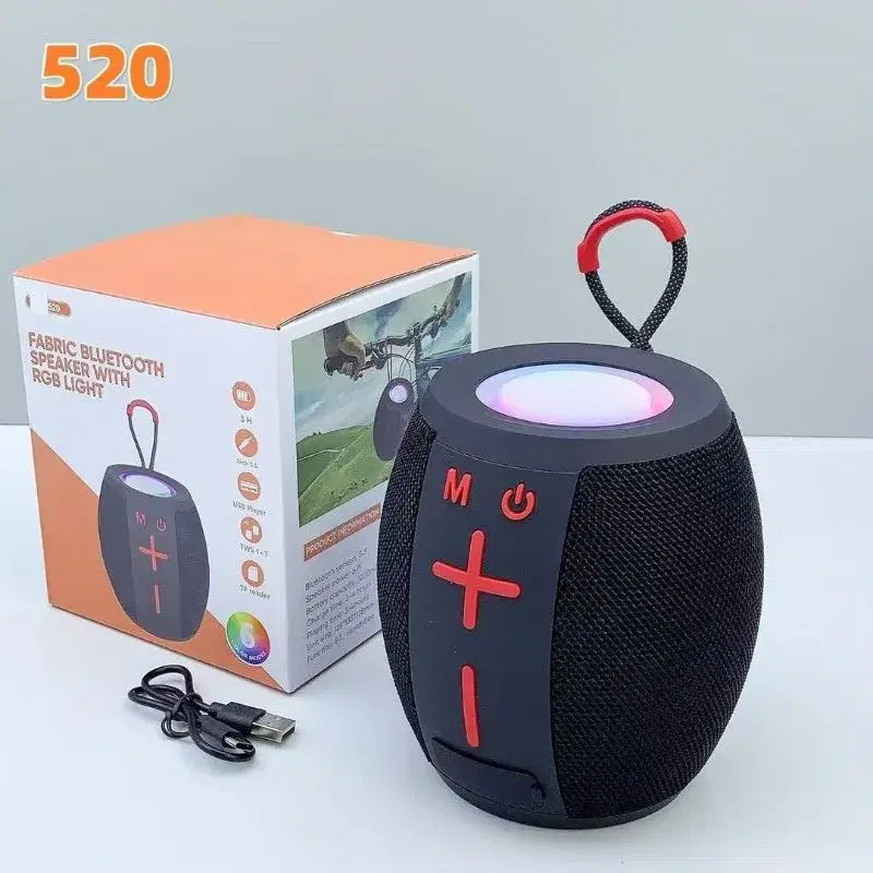 JC-520 Fabric Bluetooth Speaker With RGB Light Strong Sound Bass With Premium Qualit