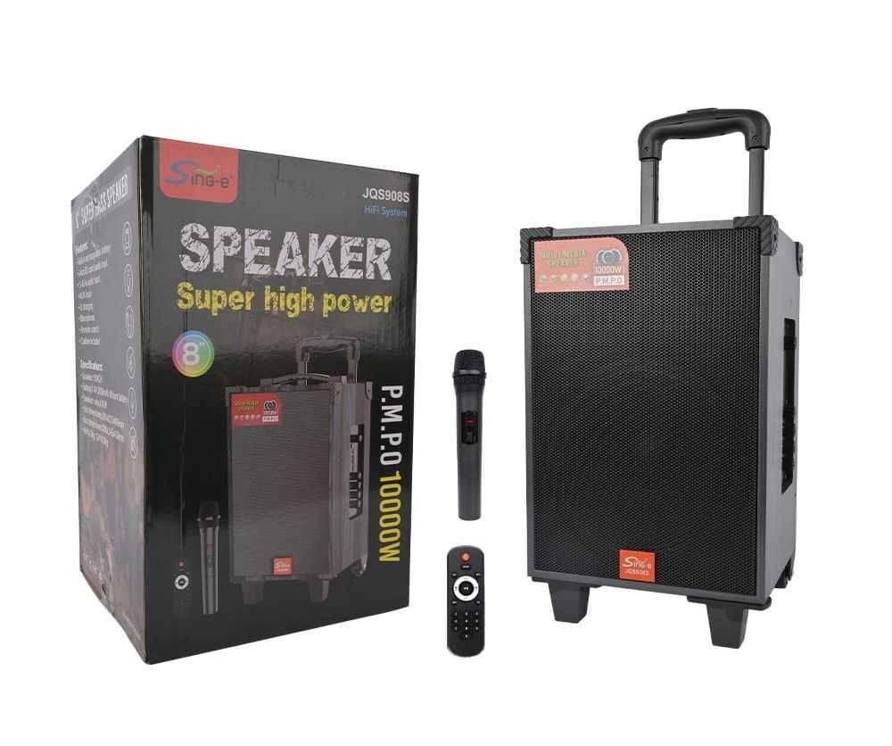 Sing-e JQS908S 8" Super Bass Wireless Speaker Wooden Body With Wireless Mic And Remote Control