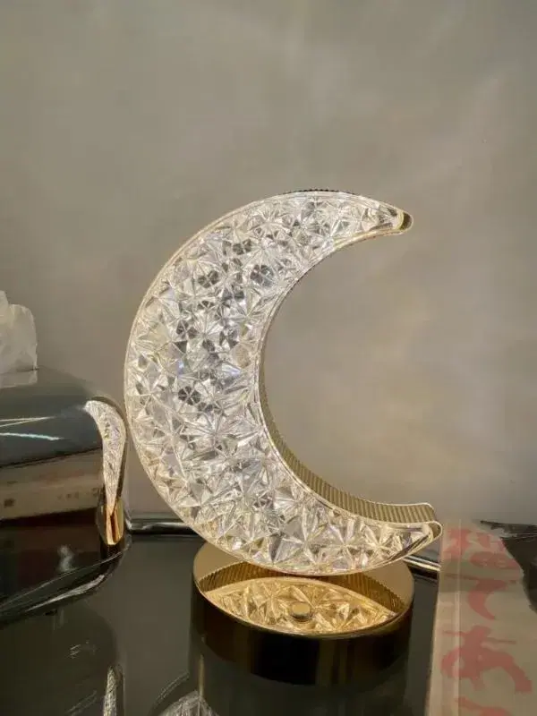 Moon Night Lamp Crystal Desk Lamp 3 Colors Dimming Table Light Touch Bedside Romantic Diamond Atmosphere Decor Lamp