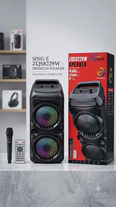 SING-E ZQS8229W Outdoor Party BT Speaker with RGB LED & 8 ..