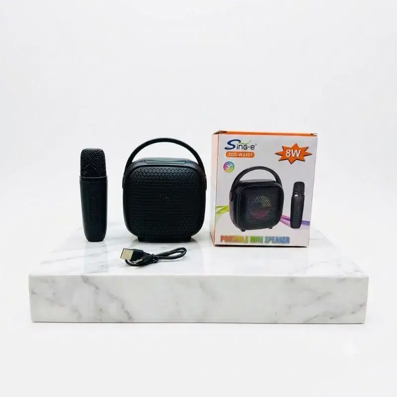 ZQS-W3101 Portable Mini Bluetooth Speaker + Wireless Microphone – 8W Karaoke Speaker, RGB Light, USB/TF/FM Support