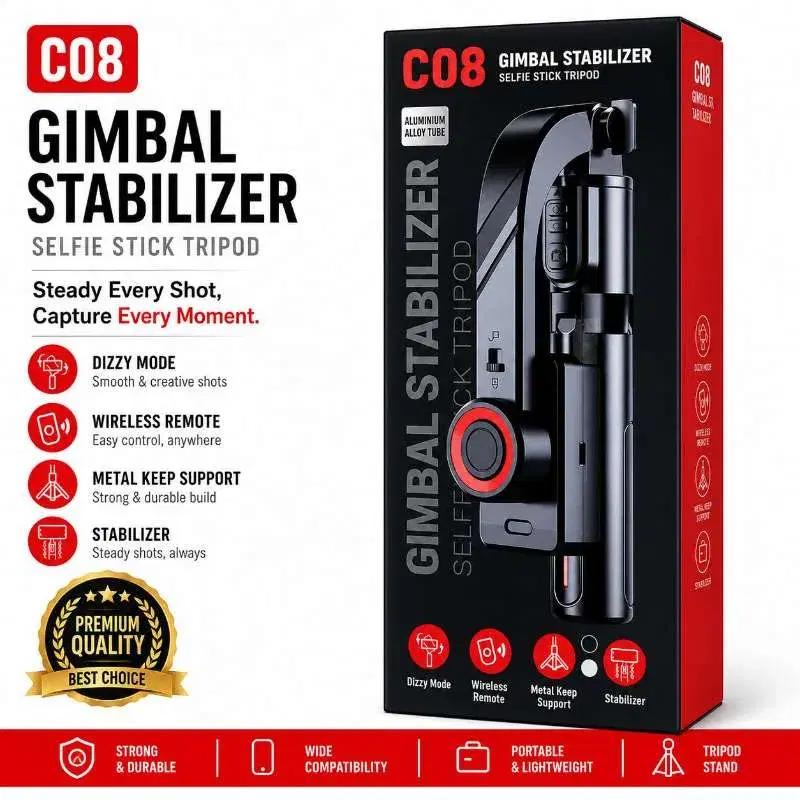 C08 GIMBAL STABILIZER SELFIE STICK TRIPOD