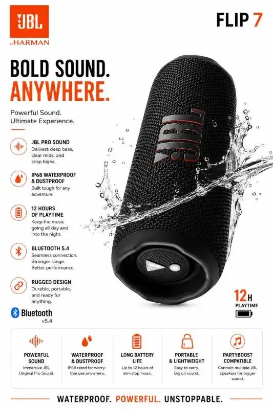 JBL FLIP7 BOLD/POWERFULL SOUND