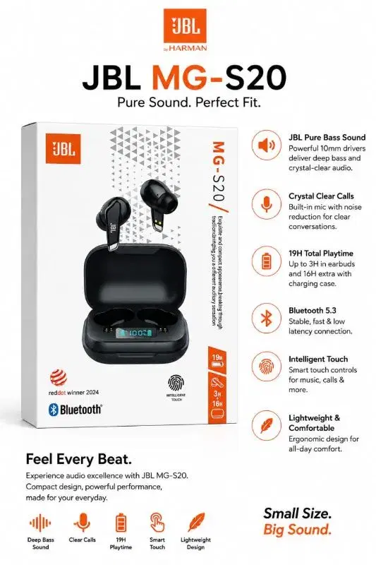 JBL MG-S20 PURE SOUND BLUETOTH EARBBUDS