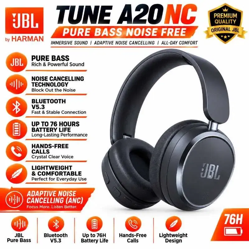 JBL TUNE A20 NC PURE BASS HEADPHONE