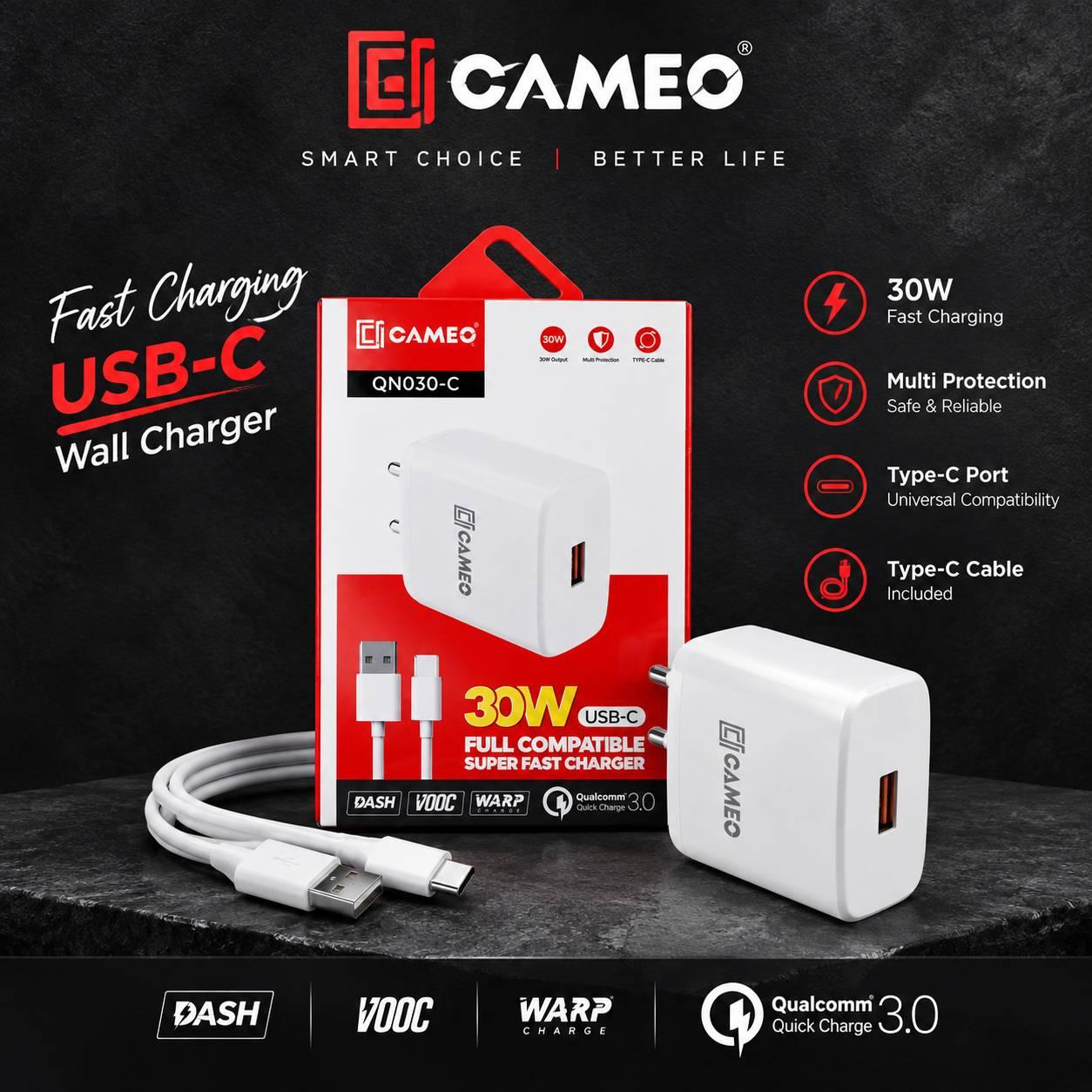 CAMEO | QN030-C | Charger 30W + Type C Cable |