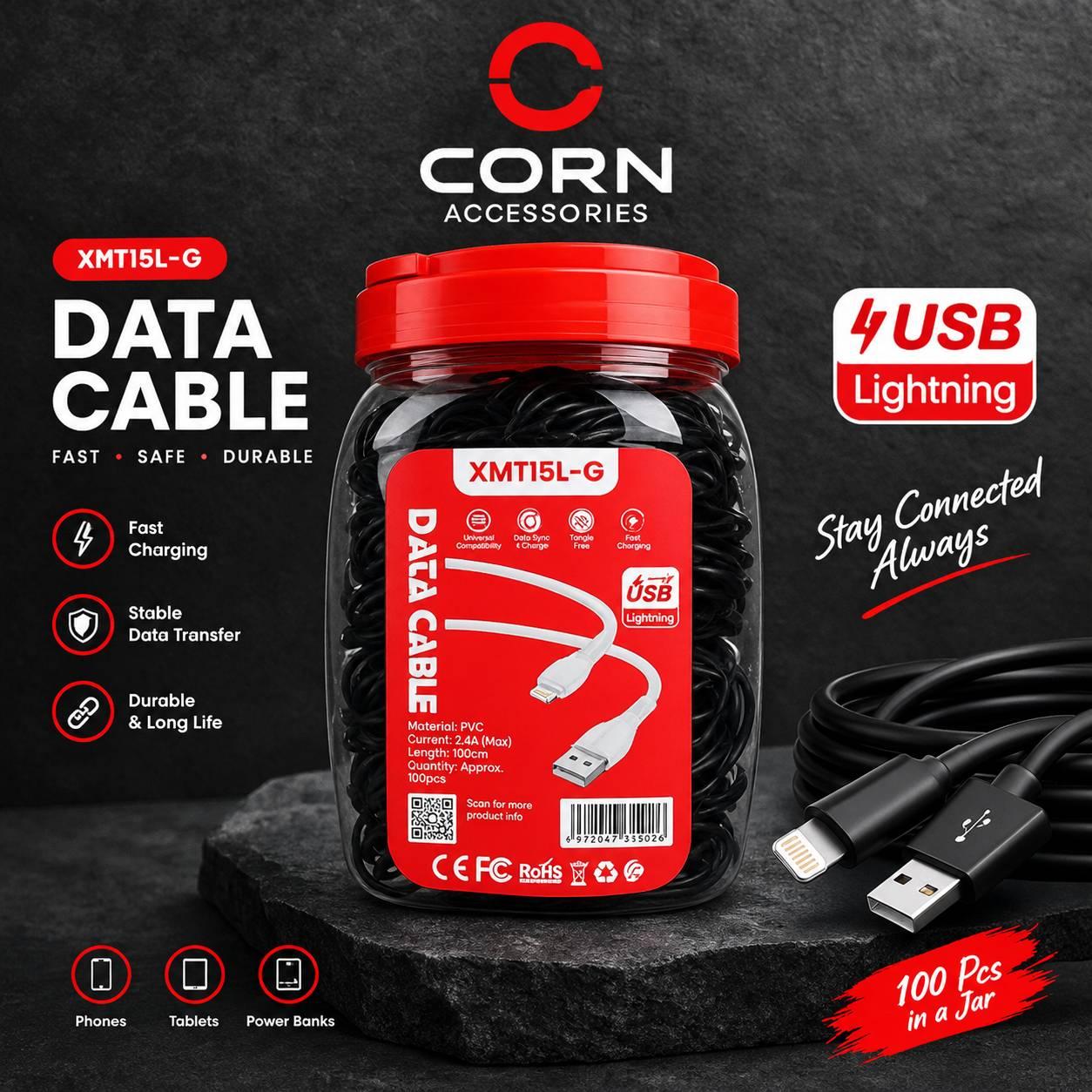CORN USB data cables, likely model XM115L-G l Set of 40 pcs