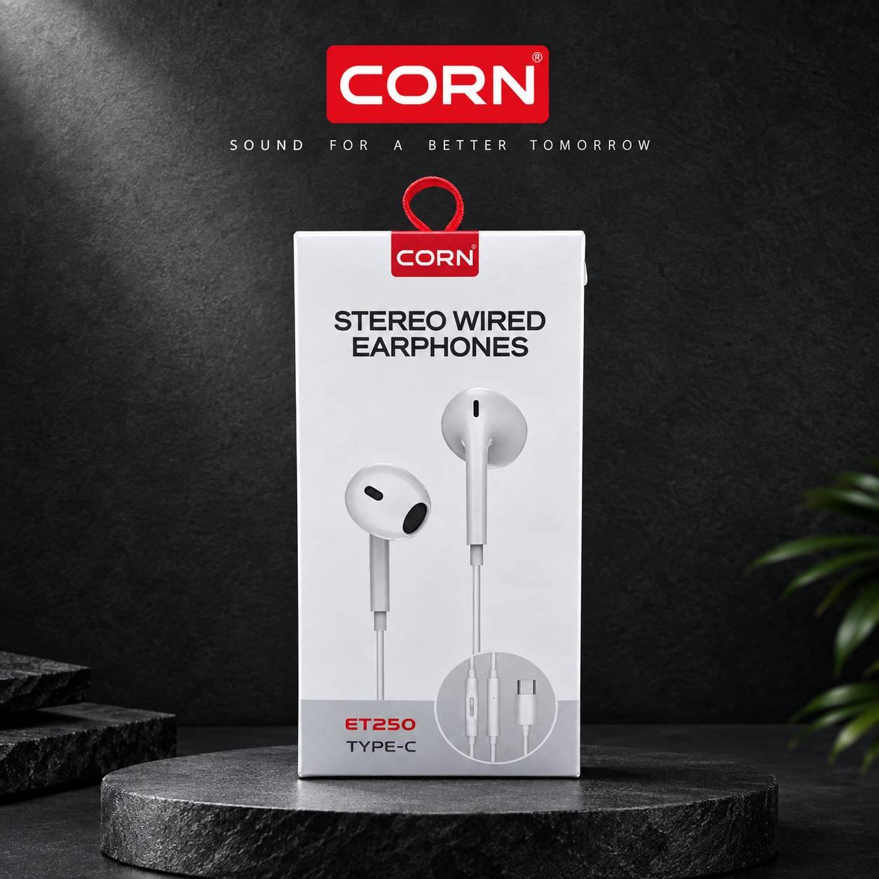 CORN ET250 Stereo Wired Earphones | Deep Bass Sound TYPE-C |