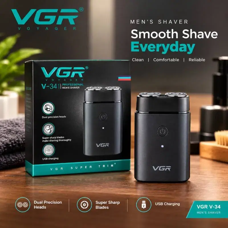 VGR V-341 Professional Men’s Trimmer/Shaver | Dual Precision Head | USB Rechargeable Electric Shaver