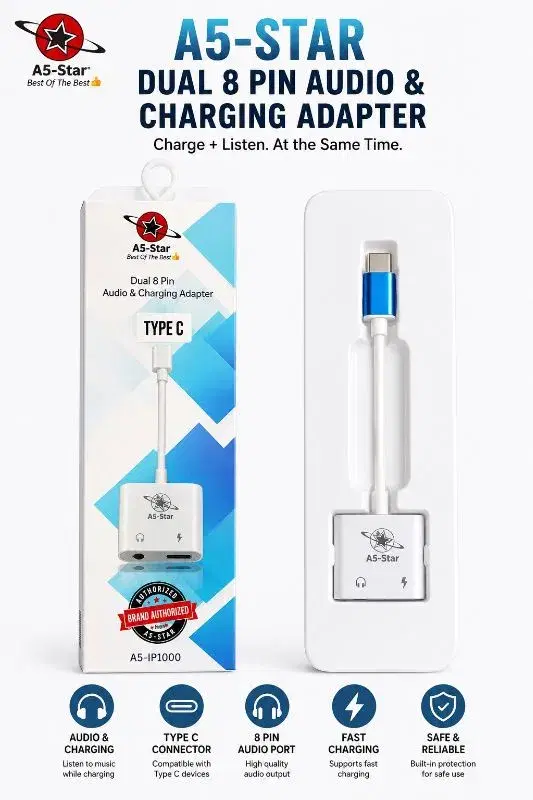 A5-TC1000 DUAL TYPE-C AUDIO AND CHARGING ADAPTER