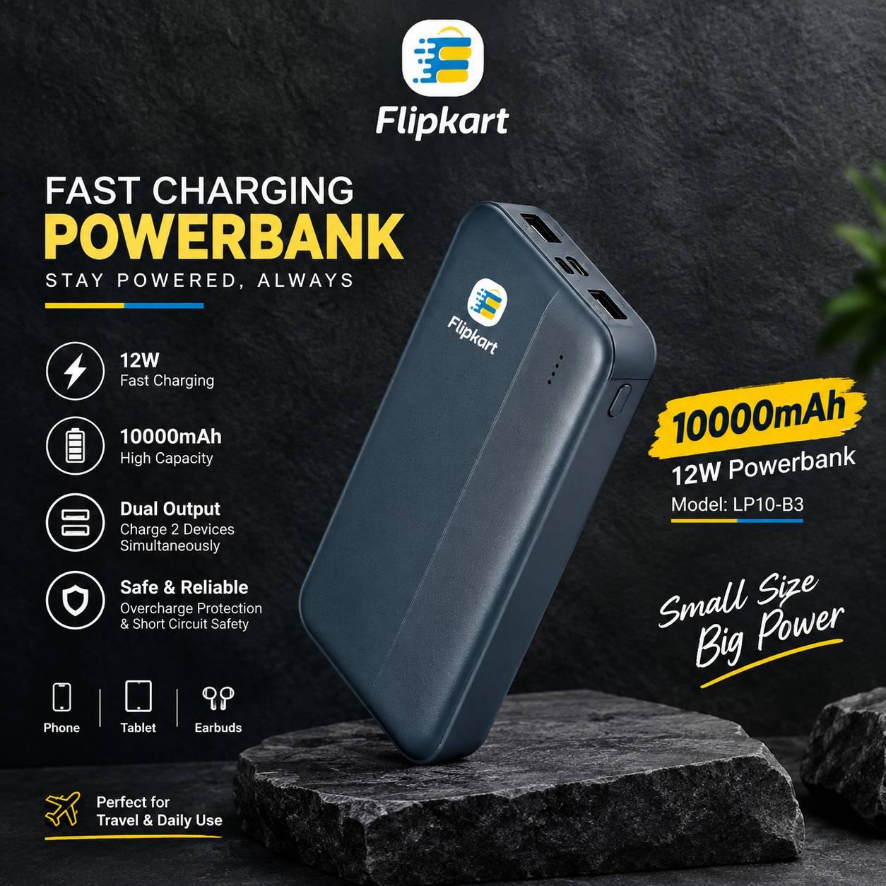 Flipkart 10000 mAh 12 W Power Bank model LP10-B3