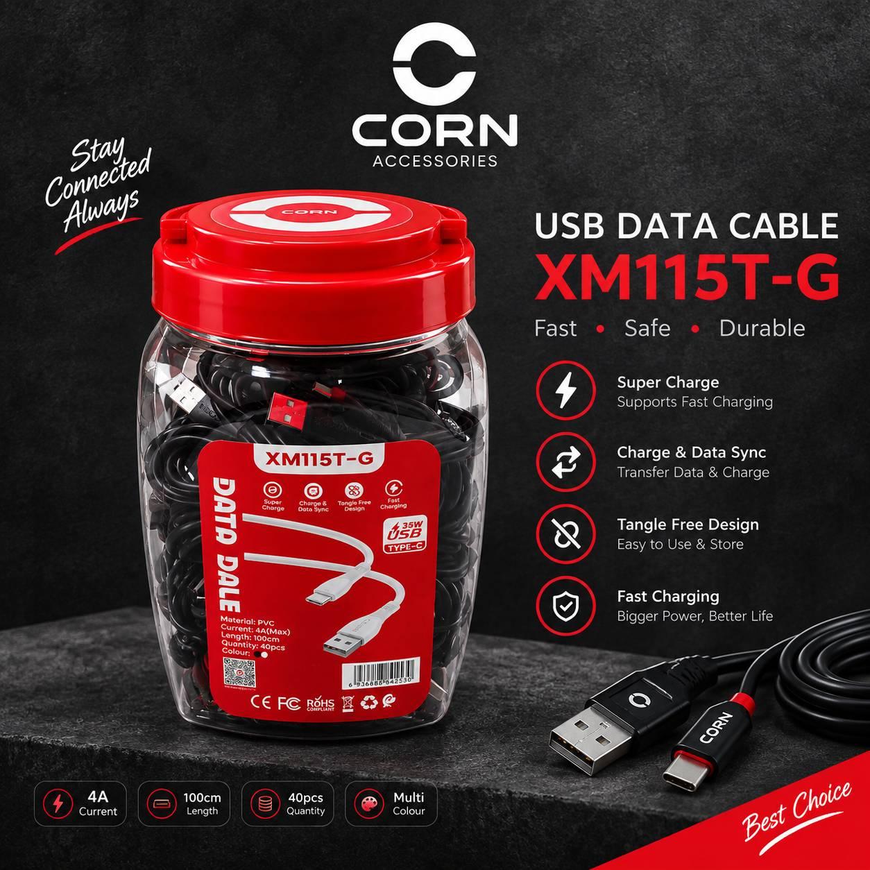 CORN USB data cables, likely model XM115T-G l Set of 40 pcs