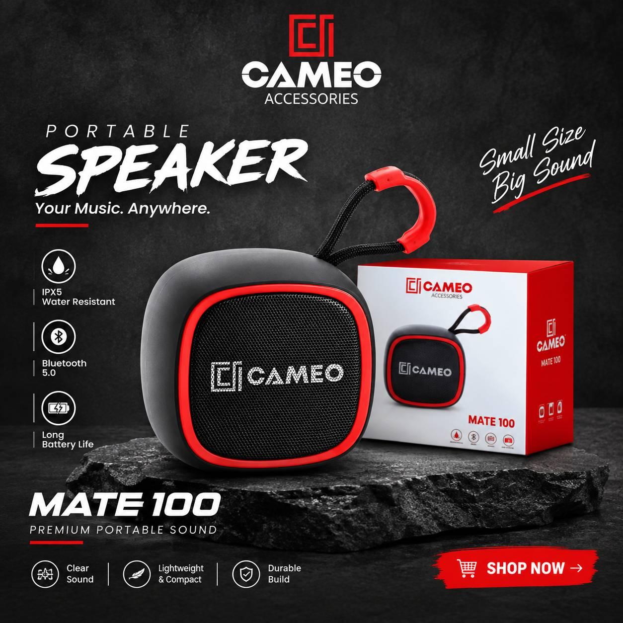 Cameo Mate100 | Portable Speaker | 10W | Deep Bass Sound