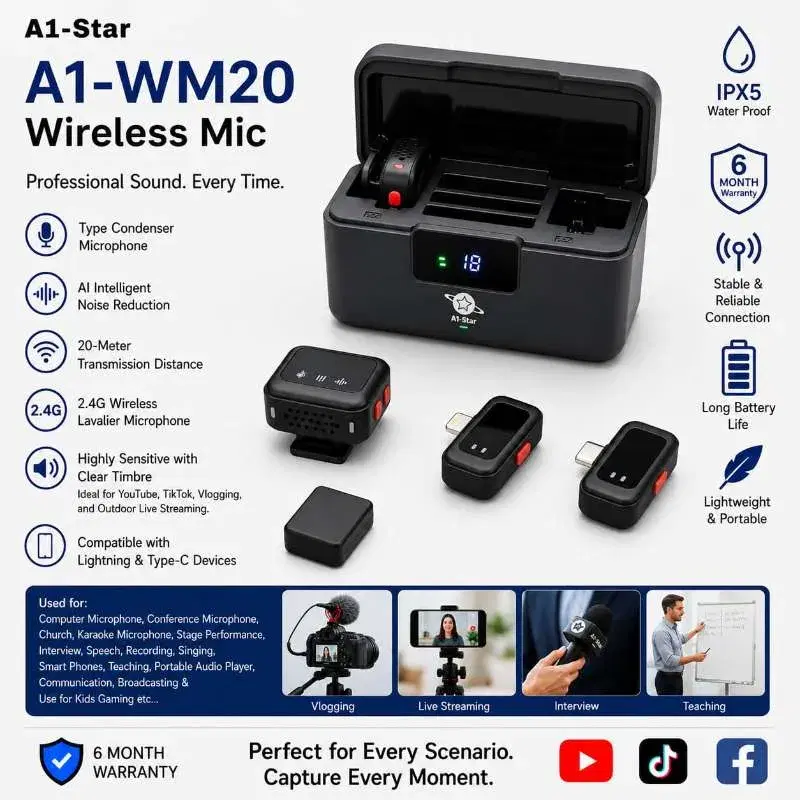 A1 STAR WM20 WIRELESS MIC- PROFESSIONAL SOUND